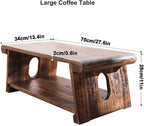 Solid Wood Vintage Folding Japanese Tea Table, Foldable Low Table, 2-Tier - Image 3