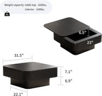 Square Coffee Table for Living Room, Fluted Drum Accent Tea Center Table - Image 2
