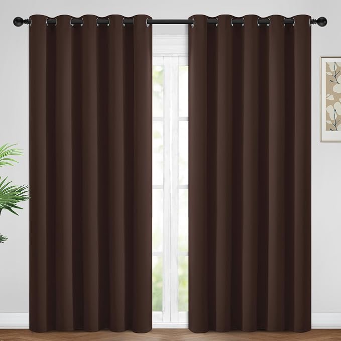 Yakamok Room Darkening Curtains 62x96 inch Long Chocolate Brown-Bedroom | 2 by Yakamok