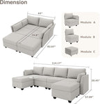 Huatean Home 114.17" Modular Sectional Sofa, 6 Seat Modular Couch - Image 2