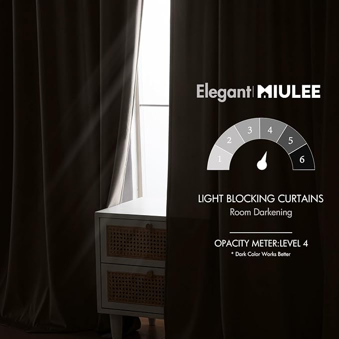 MIULEE Taupe Velvet Curtains 52x96 inches Luxury Blackout Curtains | Thermal - Image 5
