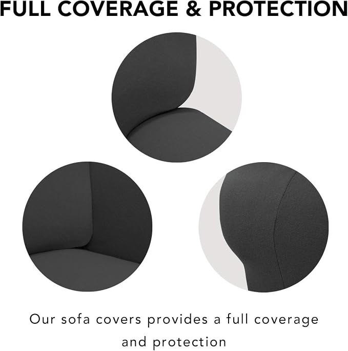 PureFit Stretch Couch Covers for Sofa Large Sofa Slipcovers Dark Gray | 1-Piece - Image 3