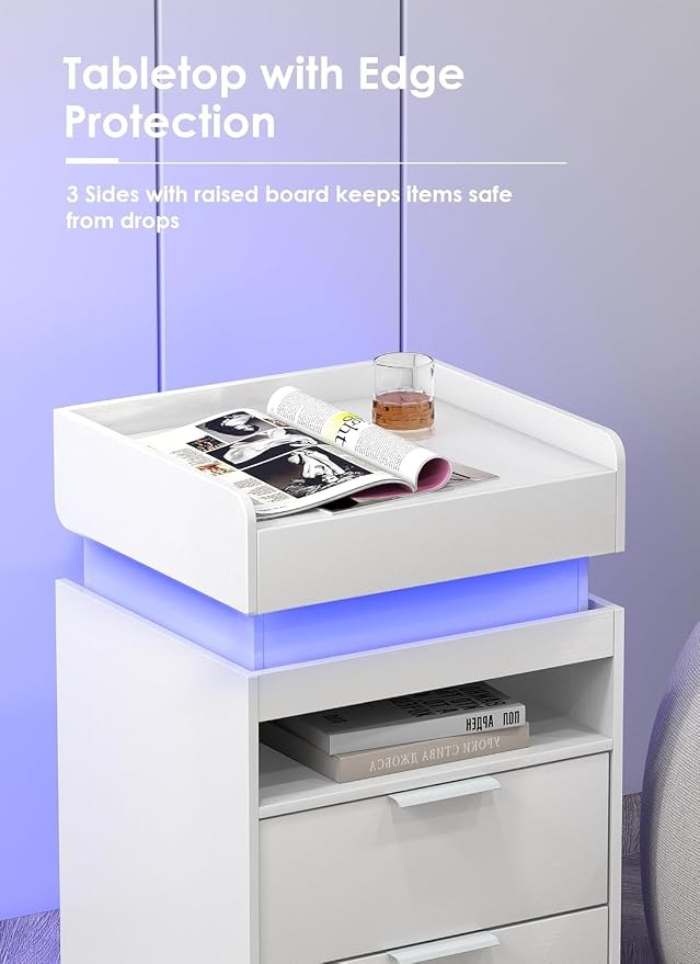 Turosur Nightstands Set of 2, LED Night Stand - Image 7