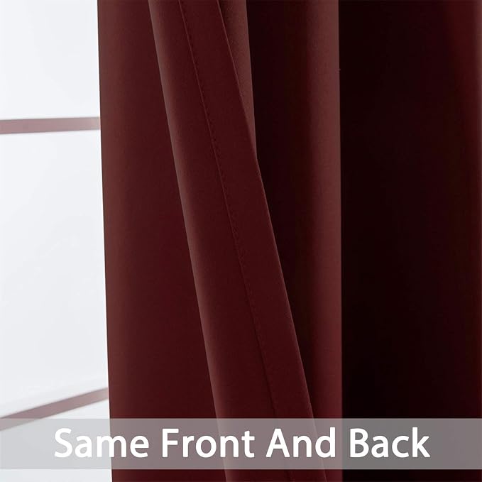 Yakamok Room Darkening Curtains 52x84 inch Length Burgundy Red-Living Room | 2 - Image 6