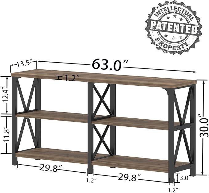 LVB Wood Console Table, Long Metal Entryway Table Behind Couch, Large Narrow 3 - Image 2