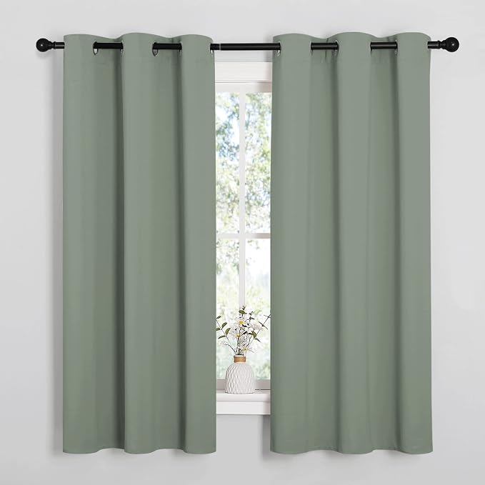 NICETOWN Sage Green Nursery Essential Thermal Insulated Solid Grommet Top - Image 2