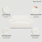 Easy-Going Stretch Loveseat Couch Covers Washable Cream | 1-Piece Loveseat - Image 5