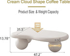 47.2" Cloud Coffee Table for Living Room Irregular Coffee Table Modern Low - Image 2
