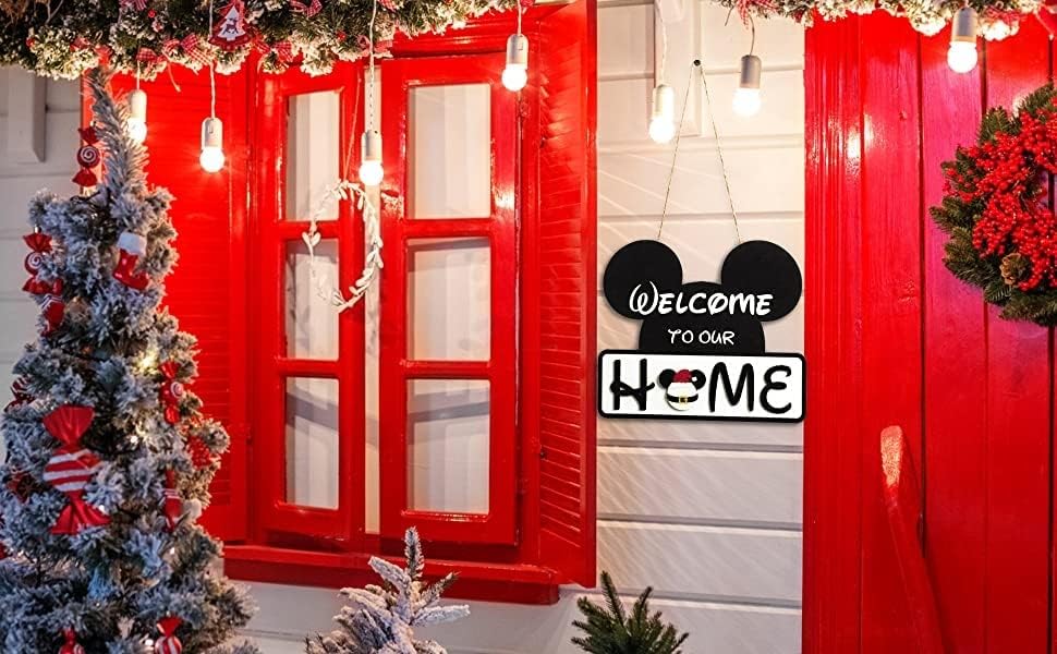 SUPYFD 19Pcs Cute Mouse Interchangeable Seasonal Welcome Door Sign for Front Door Decor, Welcome to Our Home Sign with Interchangeable Holiday Pieces for Farmhouse/Wall/Porch Decor and Housewarming - Image 5