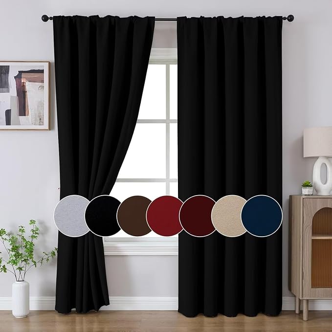 Joydeco Black Blackout Curtains 96 Inches, Thermal Insulated Long Curtains 2 - Image 9