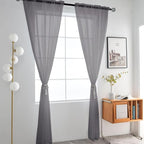 SpaceDresser Grey Sheer Curtains 4 Panels Rod Pocket Semi-Sheer Curtain 63 - Image 3