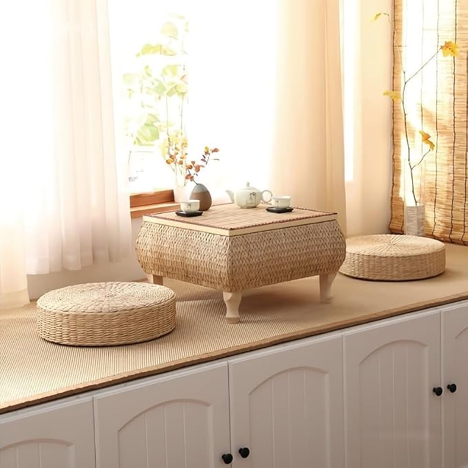 Japanese-Style Rattan Floor Table - Image 2