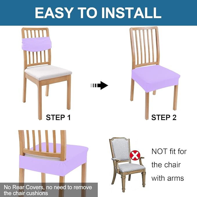 Smiry Waterproof Seat Covers for Dining Room Chairs Set of 8, Stretch Jacquard - Image 5