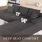 96" L Shaped Modular Sectional Sofa, Boneless Cloud Couch - Image 3