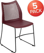 Flash Furniture HERCULES Series 5 Pack 661 lb. Capacity Burgundy Stack Chair - Image 4