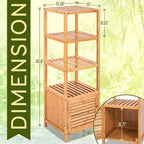 SereneLife 5-Tier Bamboo Bathroom Storage, Corner Slim Rack Cabinet Organizer - Image 2