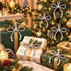 DIYDEC 18PCS Christmas Pearl Bow Ornament 4.5in Tree Topper Hanging Decor - Image 7