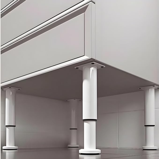 4PCS Adjustable 4.7-7.08 Inch Metal Furniture Legs White Furniture Replacement - Image 5