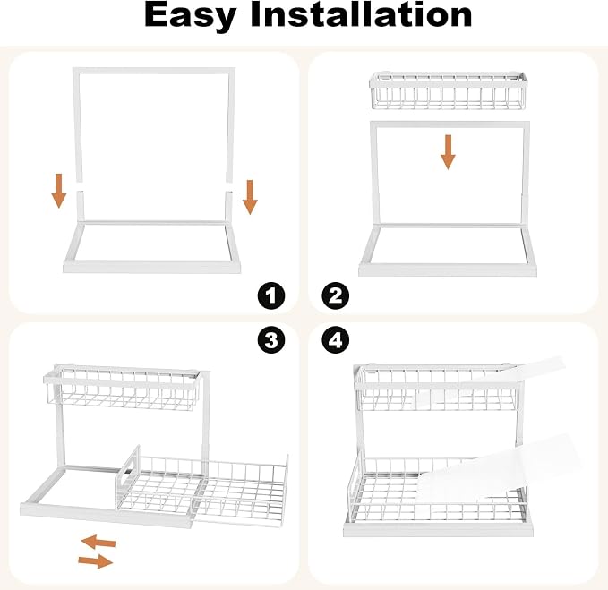 REALINN Under Sink Organizer, Pull Out Cabinet Organizer, 2 Tier Metal Slide - Image 7