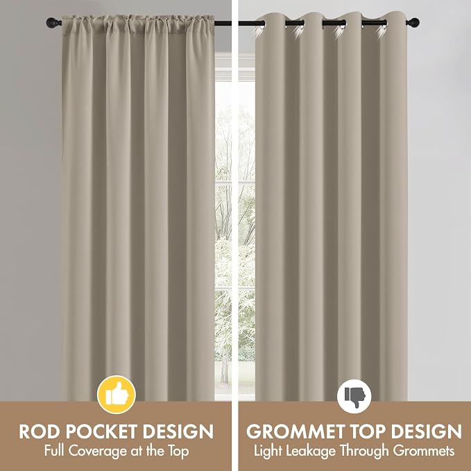 MIULEE Cobblestone Blackout Curtains 4 Panels Set 72 Inch Length Bedroom | - Image 8