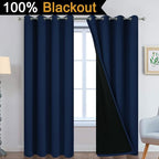 Yakamok Navy Blue 100% Blackout Curtains 90 Inches Long 52" Wide, 2 Panels | - Image 2