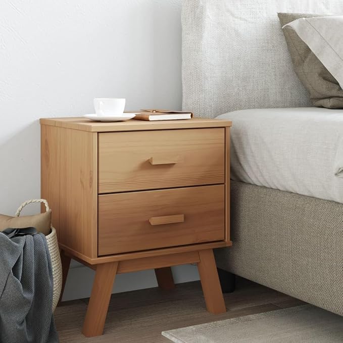 Brown Solid Pinewood Bedside Cabinet - Image 3