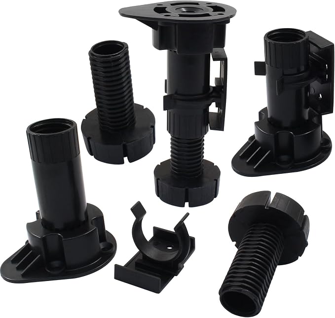Jiozermi 12 Pack Black Plastic Cabinet Legs, Adjustable Furniture Feet - Image 3
