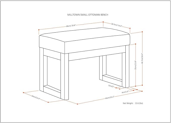 SIMPLIHOME Milltown Small Ottoman Bench - Image 9