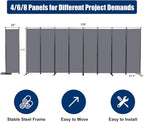 Room Divider 6FT Portable Room Dividers and Folding Privacy Screens, 8 Panel - Image 6