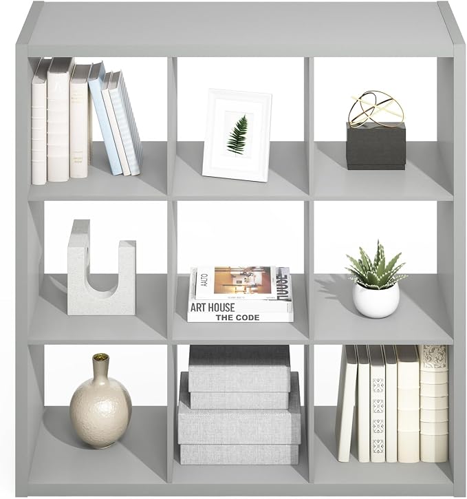 Furinno Simple Cube Storage Organizer, 9-Cube Display Shelf, Open Back Shelving - Image 5