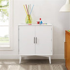 Home Square 2 Door Wood Bar Cabinet Set in White - Image 4