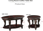 Solid Wood Coffee Table Set for Living Room, Coffee Table & 2 End Side Table - Image 2