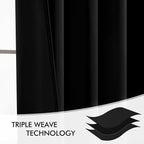 MIULEE Black Back Tab Blackout Curtains 52x95 Inch Length 2 Panels Set | Rod - Image 7