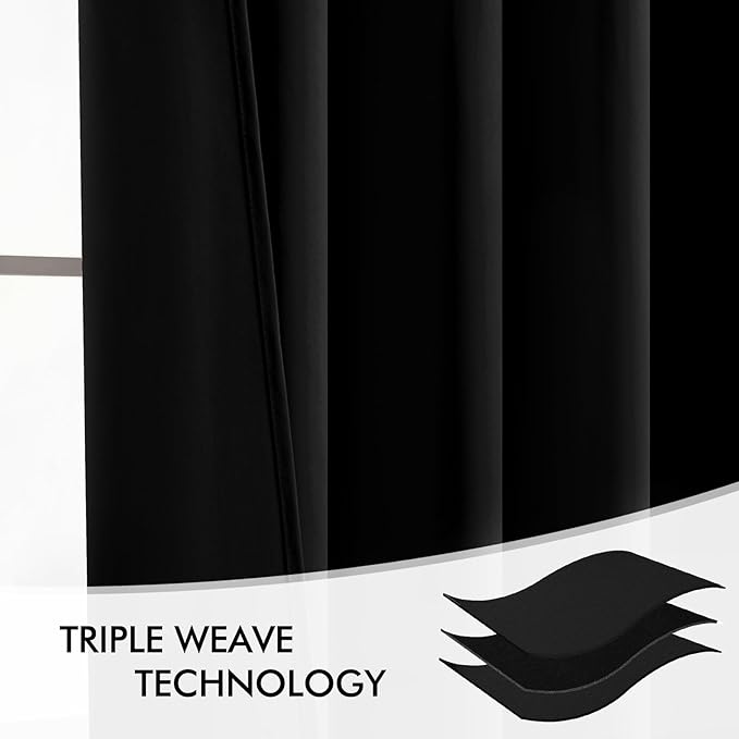 MIULEE Black Back Tab Blackout Curtains 72x84 Inch Length 2 Panels Set | Rod - Image 7