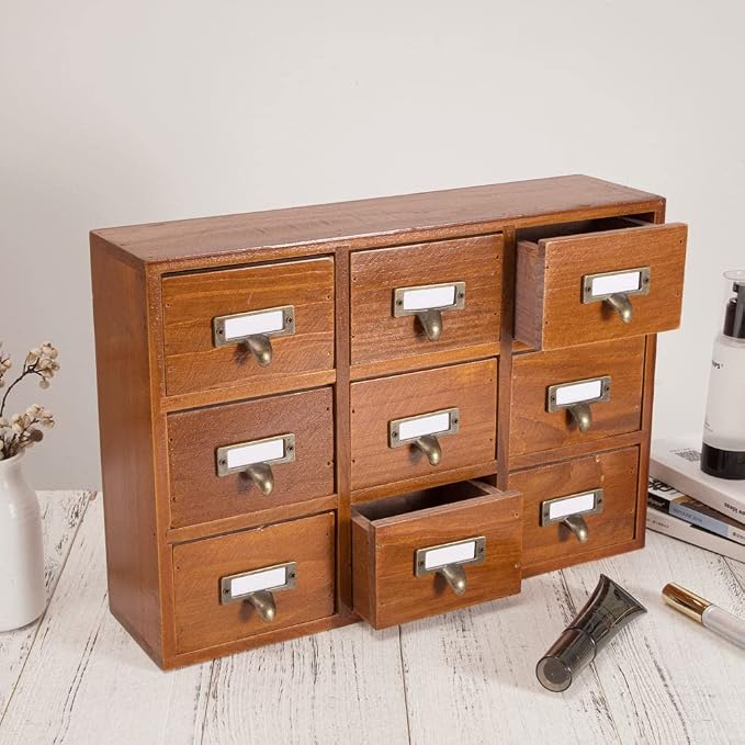9 Drawers Library Card Catalog Cabinet - Image 4