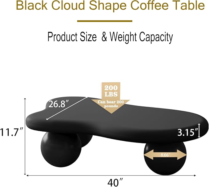 40" Cloud Coffee Table for Living Room Irregular Coffee Table Modern Unique - Image 2