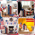 Lineshading 4 Pcs 4th of July Table Decoration Memorial Day Wooden Book - Image 5