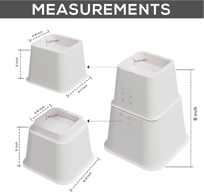 Utopia Bedding Bed Riser, 3 & 5 Inches Adjustable Furniture Risers - Image 2
