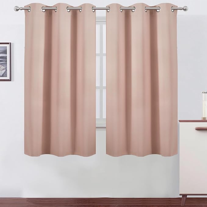 Blush Blackout Curtains 34 x 63 Inch Length/Set of 2 Curtain Panels/Thermal by Lemomo