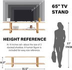 Welnow Low Bamboo TV Stand for Up to 65 Inch, Small Mid Century Modern - Image 5