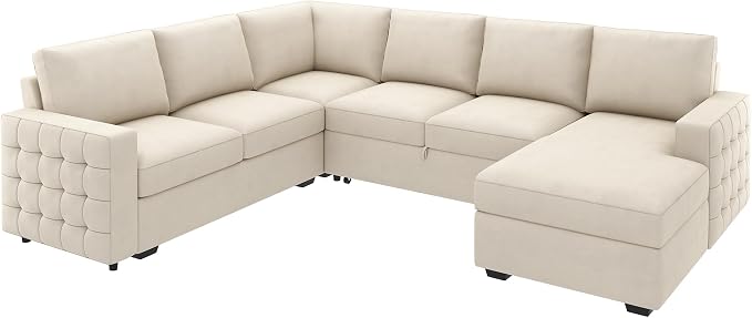 HONBAY Sectional Couch with Pull Out Bed, Sectional Sleeper Sofa with Storage - Image 9