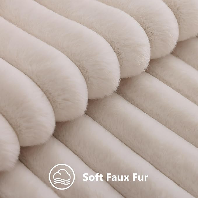 decorUhome Fall Faux Fur Throw Pillow Covers 18x18 Set of 2 Beige | Decorative - Image 2