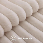 decorUhome Fall Faux Fur Throw Pillow Covers 20x20 Set of 2 Beige | Decorative - Image 2