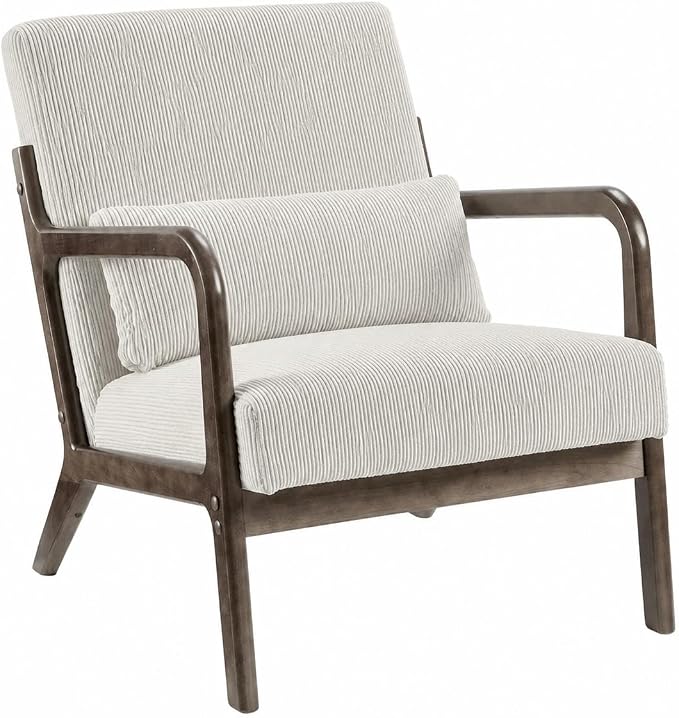Garvee Mid-Century Modern Accent Chair, Fine Wale Corduroy Upholstery, Solid by Garvee
