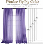 Sheer Purple Curtains 108 Inches Long 2 Panels Set, 59 Inch Extra Wide - Image 2