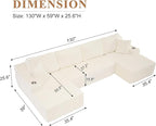 130" Modular Sectional Sleeper Sofa, Modern Cloud Sectional Sofa Couch - Image 2
