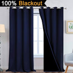 Yakamok Navy Blue 100% Blackout Curtains 108 Inches Long 52" Wide, 2 Panels | - Image 2
