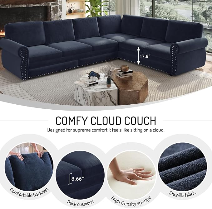 118" L-Shaped Sleeper Couch Bed - Image 6