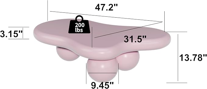 47.2" Cloud Coffee Table with 3 Ball Legs, Modern Irregular Center Table - Image 2