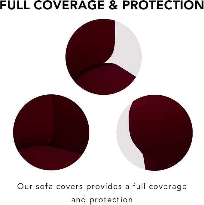 PureFit Stretch Oversized Couch Covers Fleece Sofa Slipcovers Wine | 1-Piece - Image 3